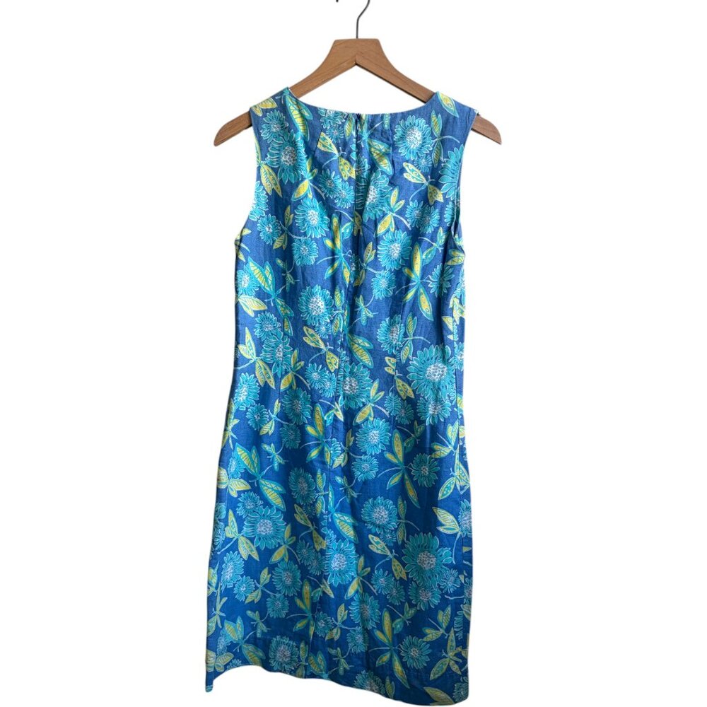 Lilly Pulitzer Vintage Krista Dress Blue Dragonfly Butterfly Size 8 Linen Rare - Picture 3 of 6